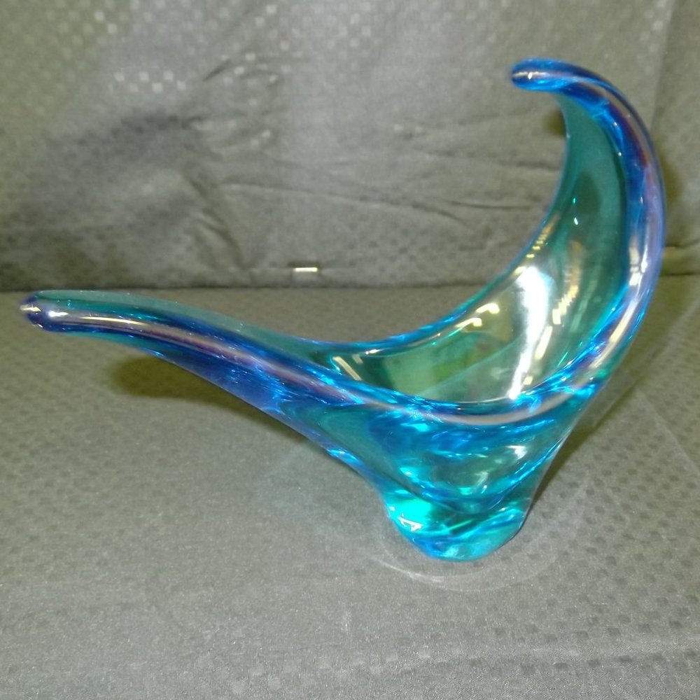 Chalet Vintage glass art blue dish